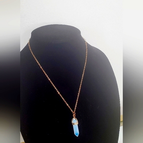 Blue Ice Crystal Hexagonal Pendant Necklace🌴 - Picture 5 of 6